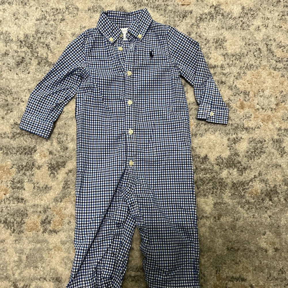 Ralph Lauren Blue Checkered Baby romper